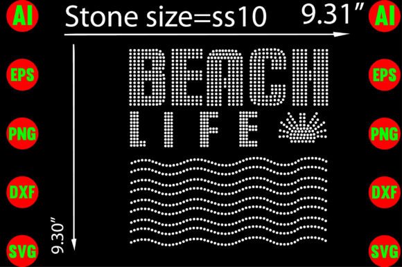 Beach Life Rhinestone Templates Design: A Creative Asset